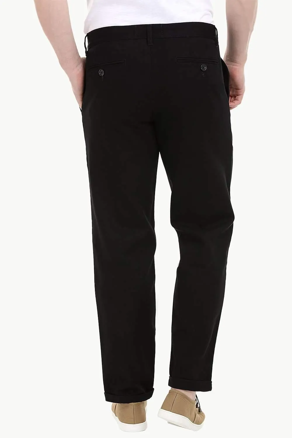 Men's Black Stretchable Straight Twill Pants