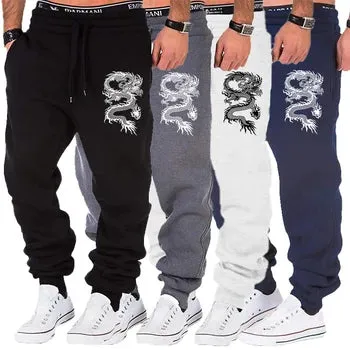 Men's Dragon Graphic Fashion Winter Sport Joggers