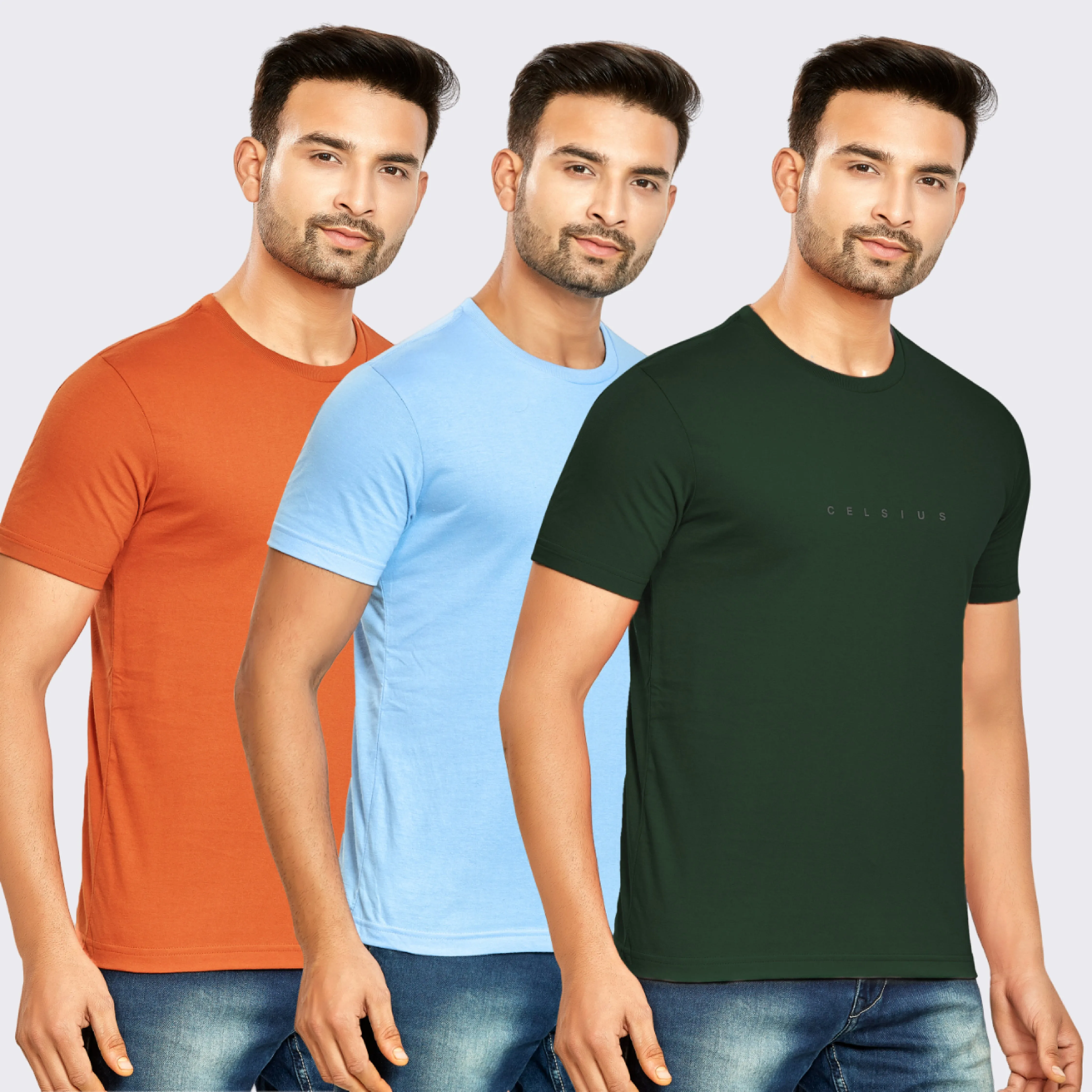 Men's Pack of 3 T-Shirts - Solid