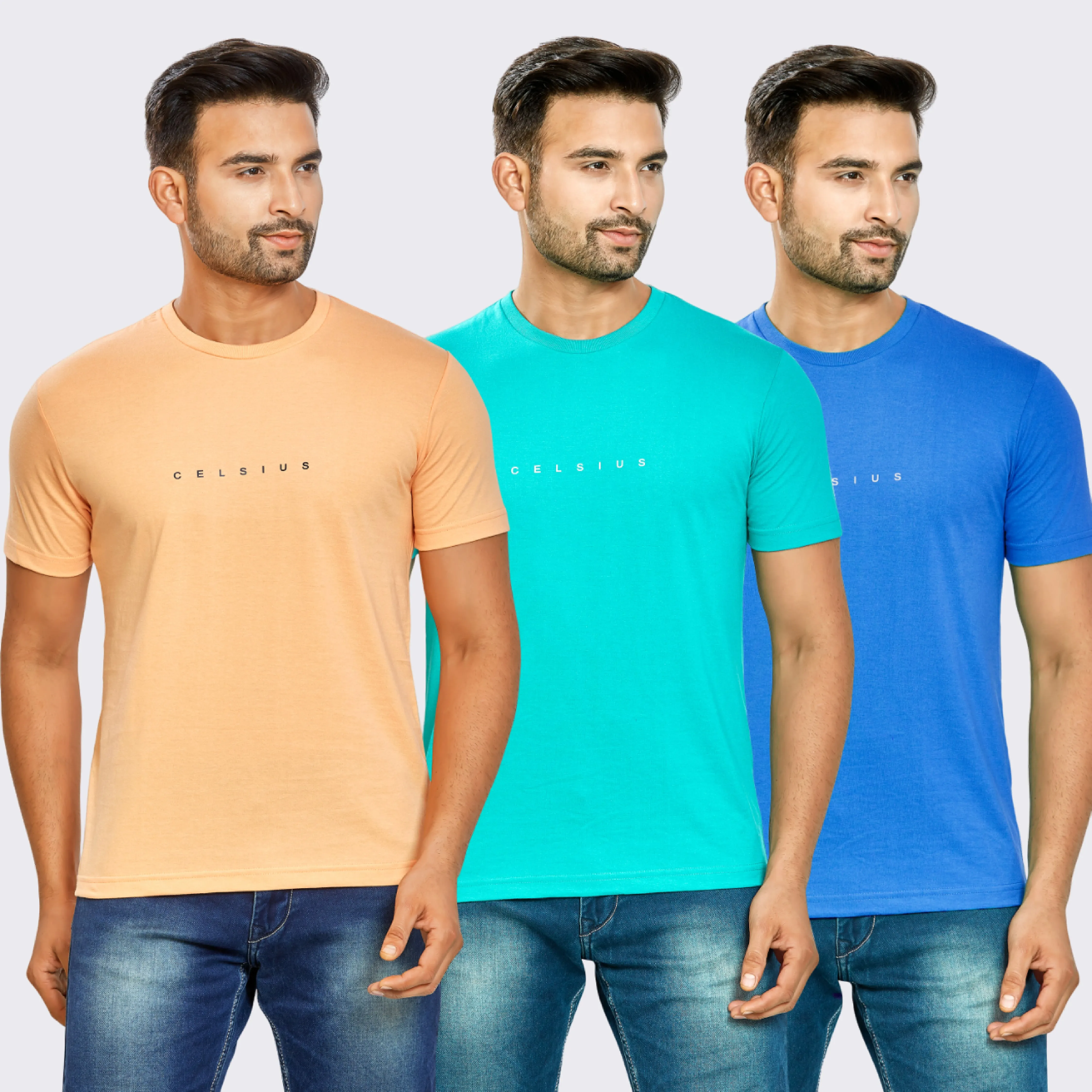 Men's Pack of 3 T-Shirts - Solid