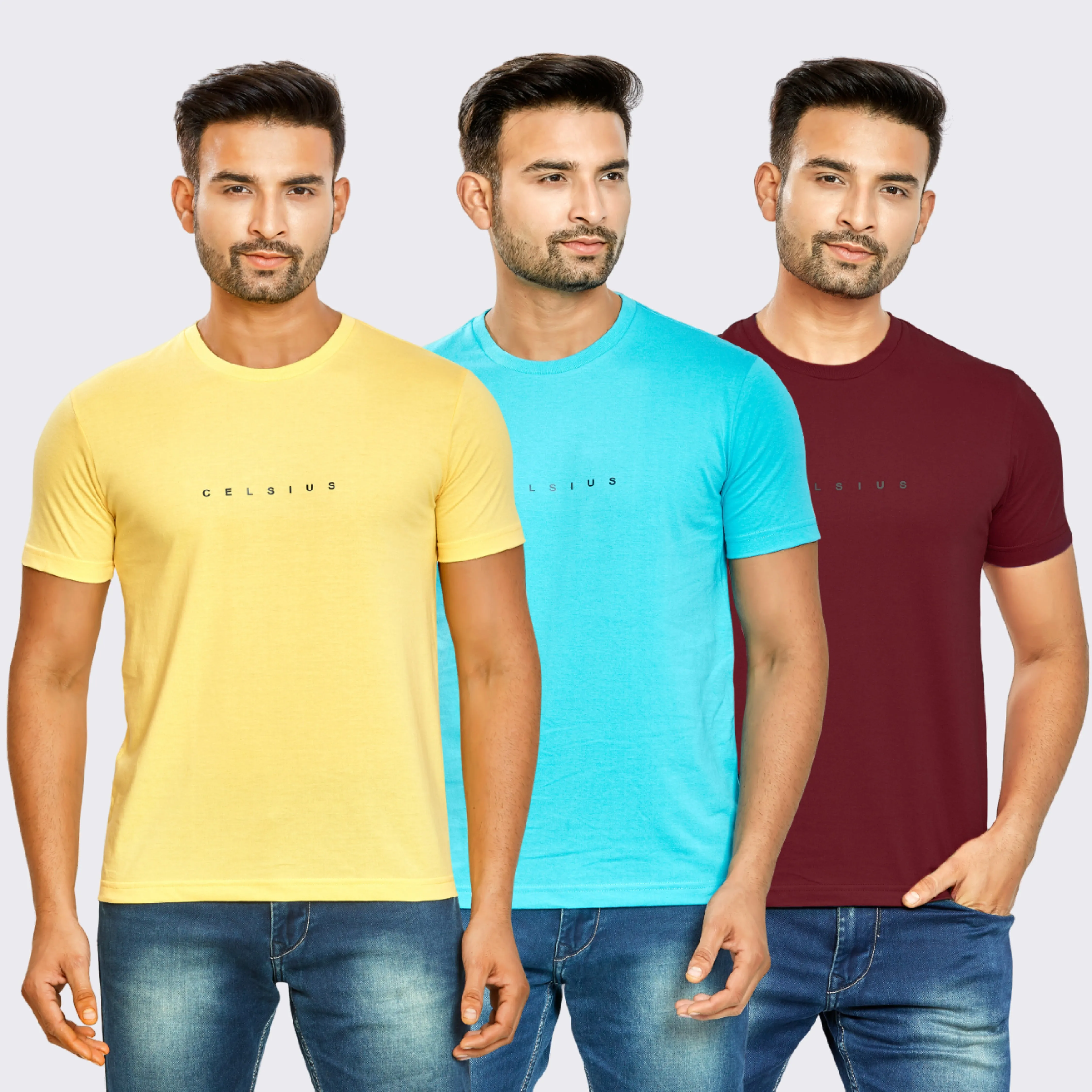 Men's Pack of 3 T-Shirts - Solid