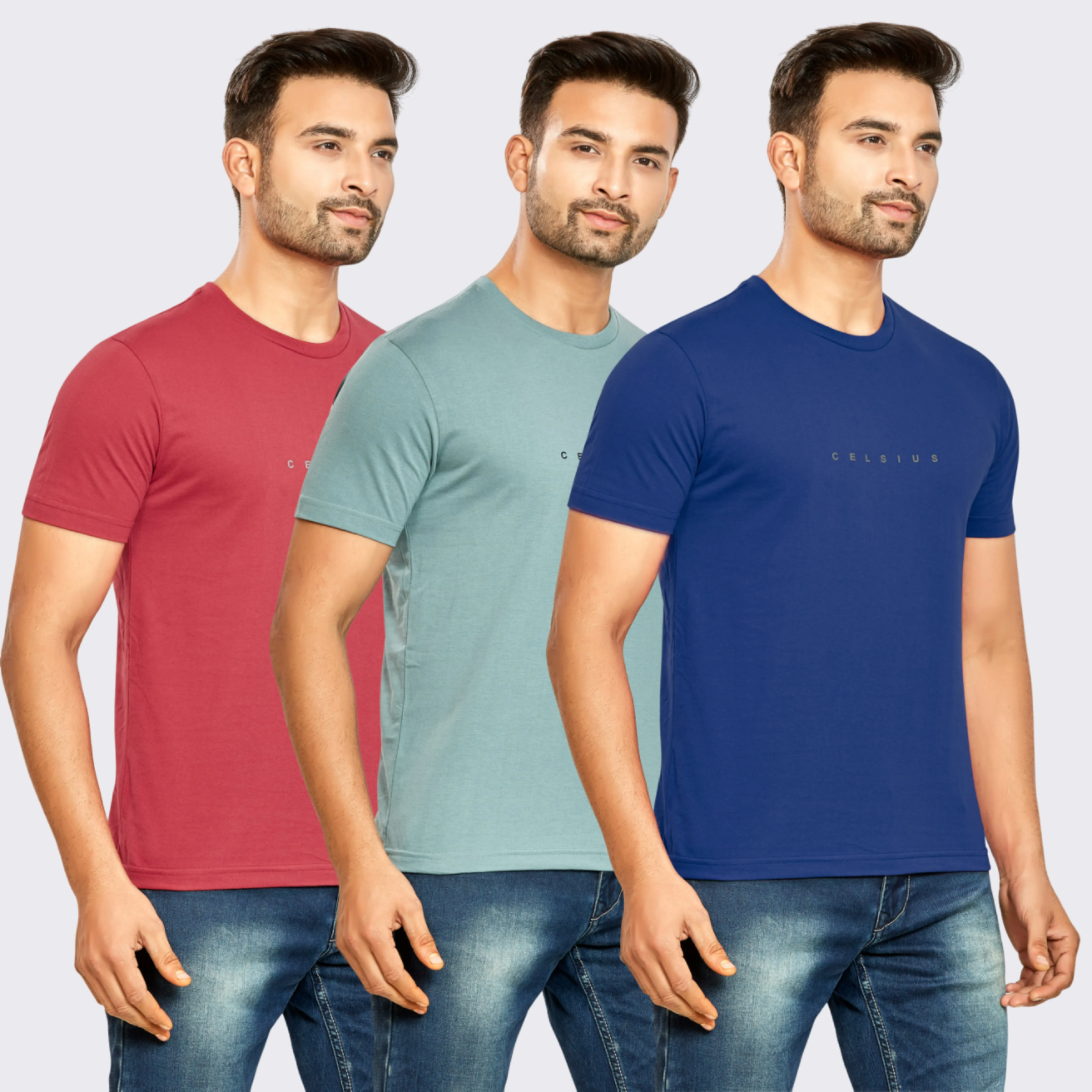 Men's Pack of 3 T-Shirts - Solid