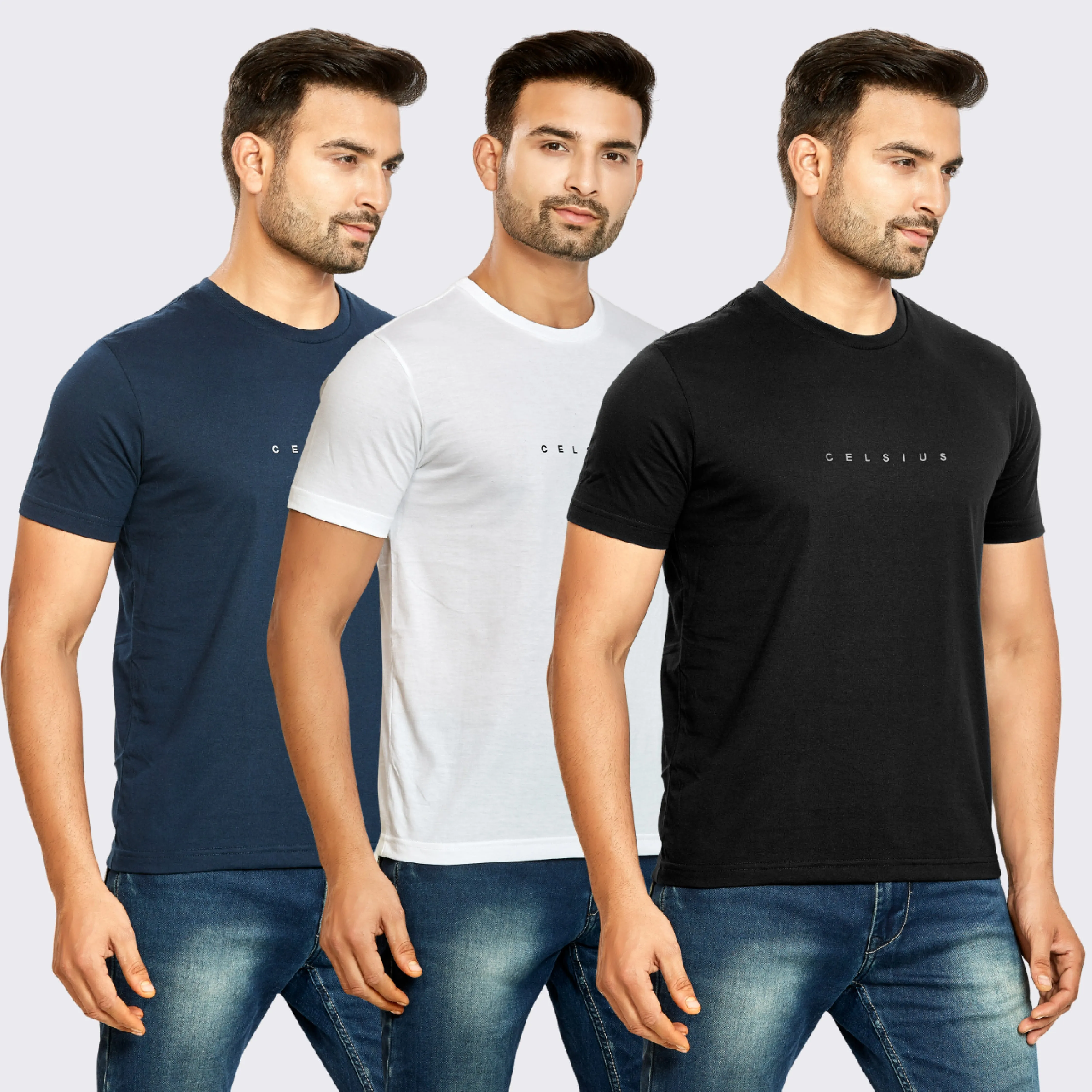 Men's Pack of 3 T-Shirts - Solid