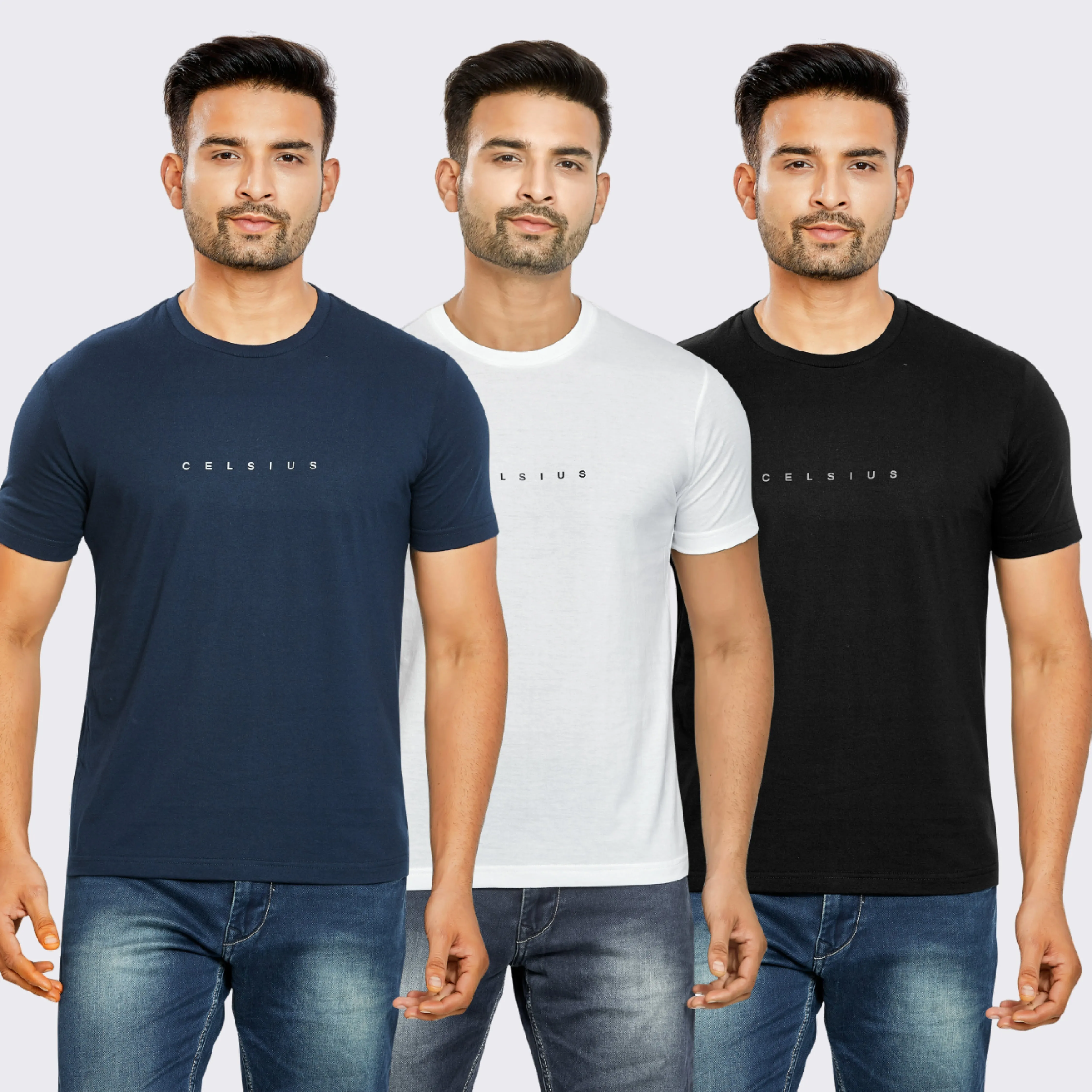 Men's Pack of 3 T-Shirts - Solid