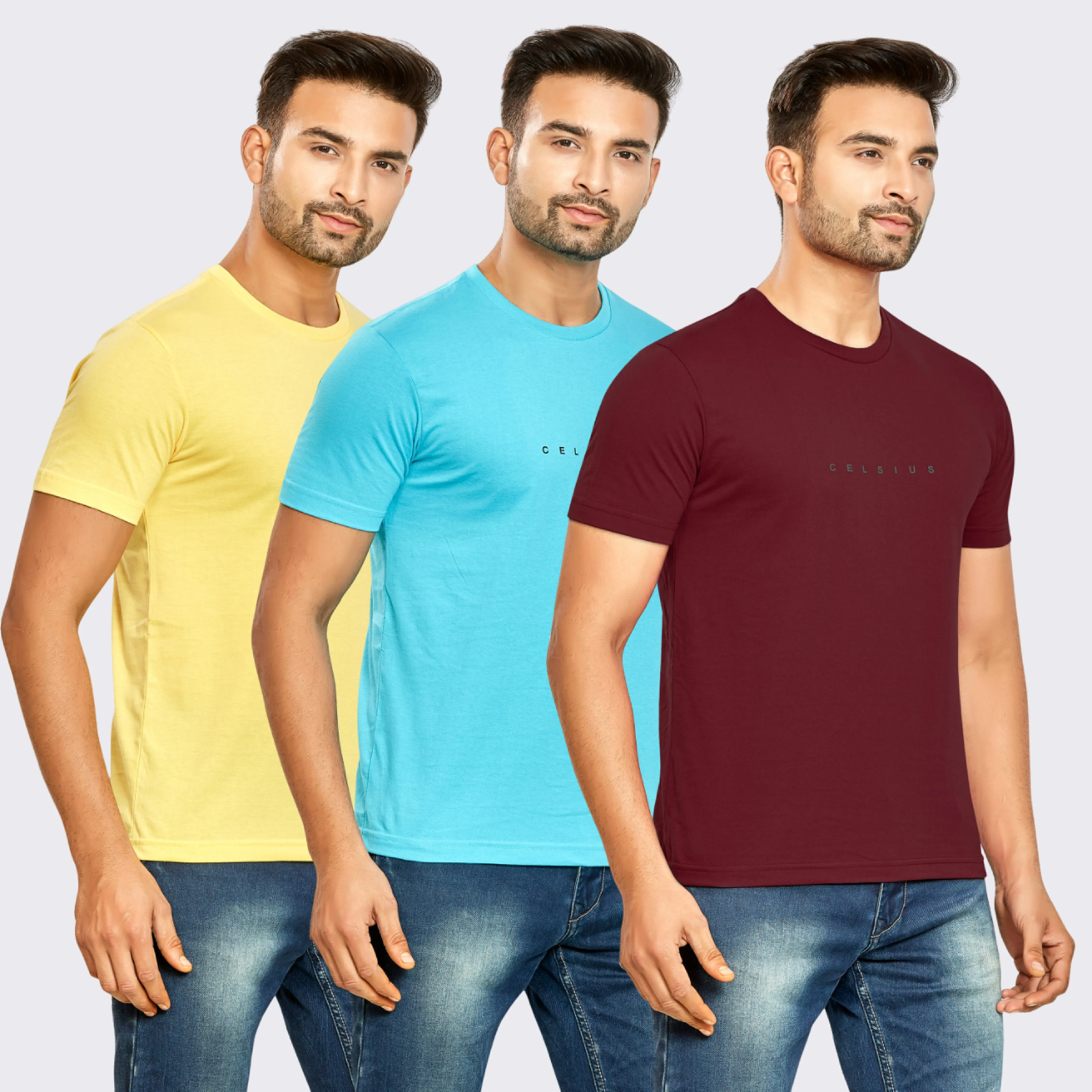 Men's Pack of 3 T-Shirts - Solid