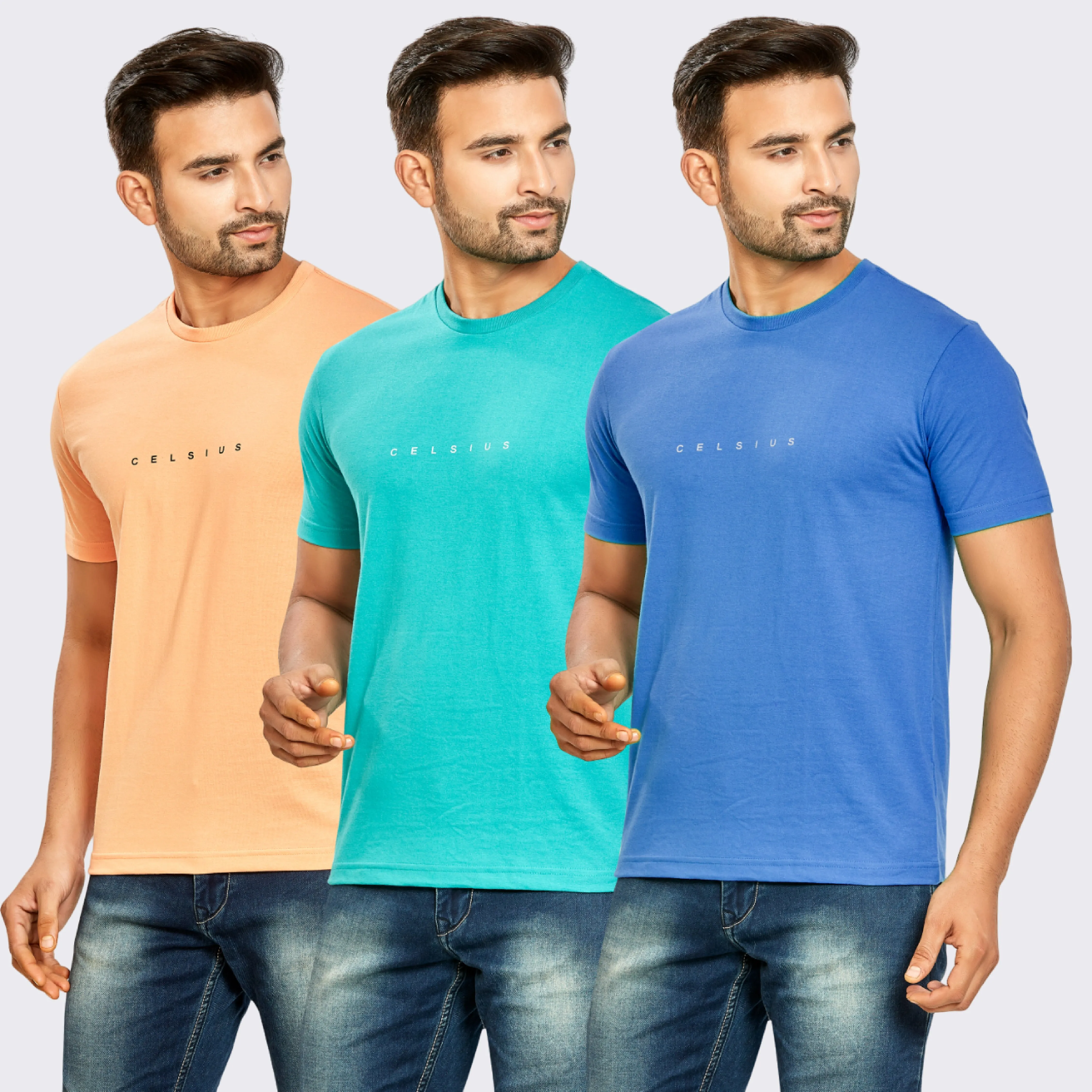 Men's Pack of 3 T-Shirts - Solid