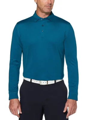 Mens Performance Long Sleeve Heathered Polo