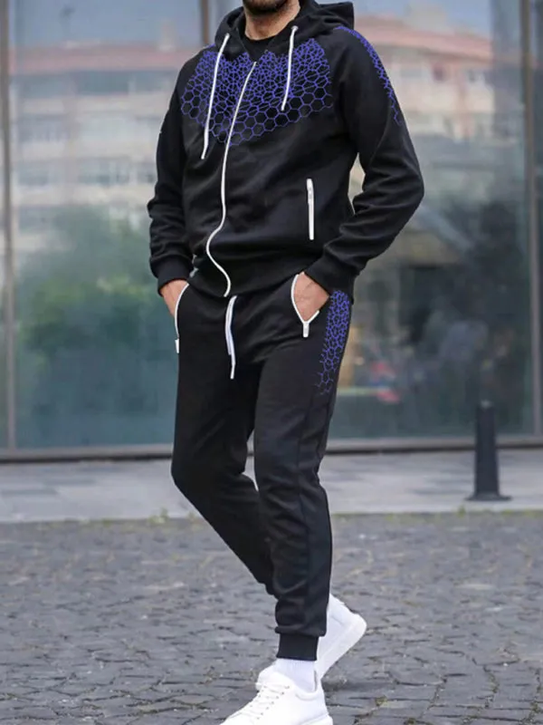 Men's Performance Zipper Hoodie And Sweatpants Two Piece Set