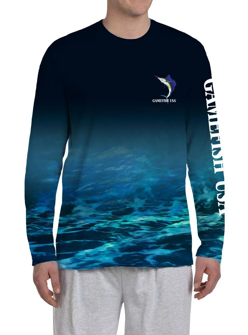 Men's UPF 50 Long Sleeve All Over Print Performance Fishing Shirt Sailfish