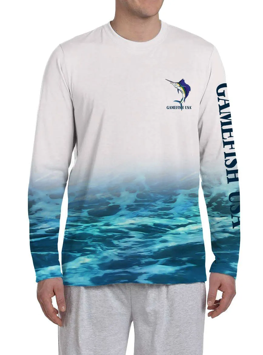 Men's UPF 50 Long Sleeve All Over Print Performance Fishing Shirt Sailfish
