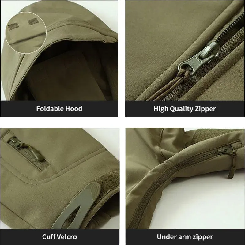 Military Outdoor Jackets Tactical Waterproof Windbreaker Army Combat Jacket Men Shark Skin Soft Shell Hooded Clothes