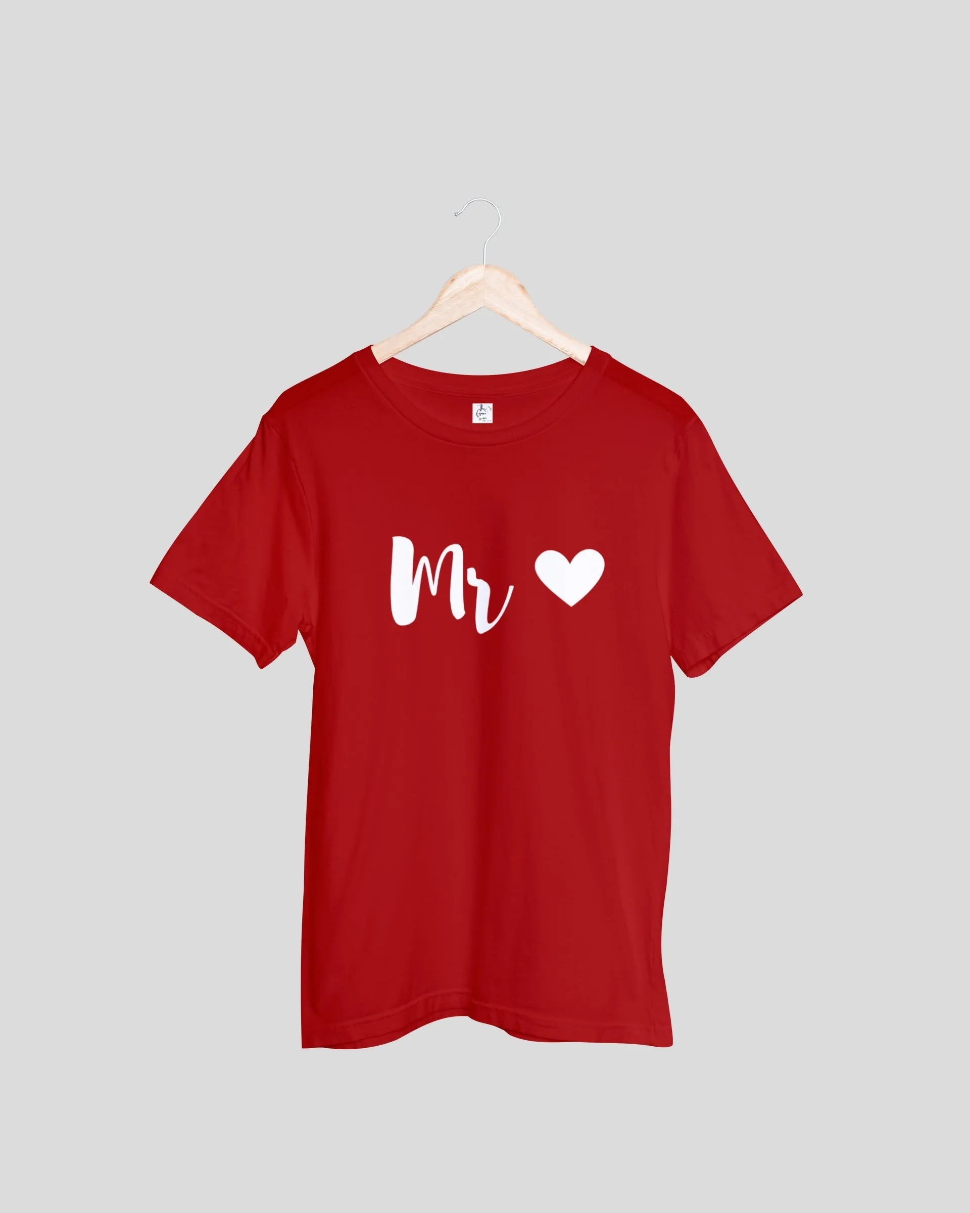 Mr and Mrs Couple T-shirts - Red Oversized Fit Unisex T-Shirt