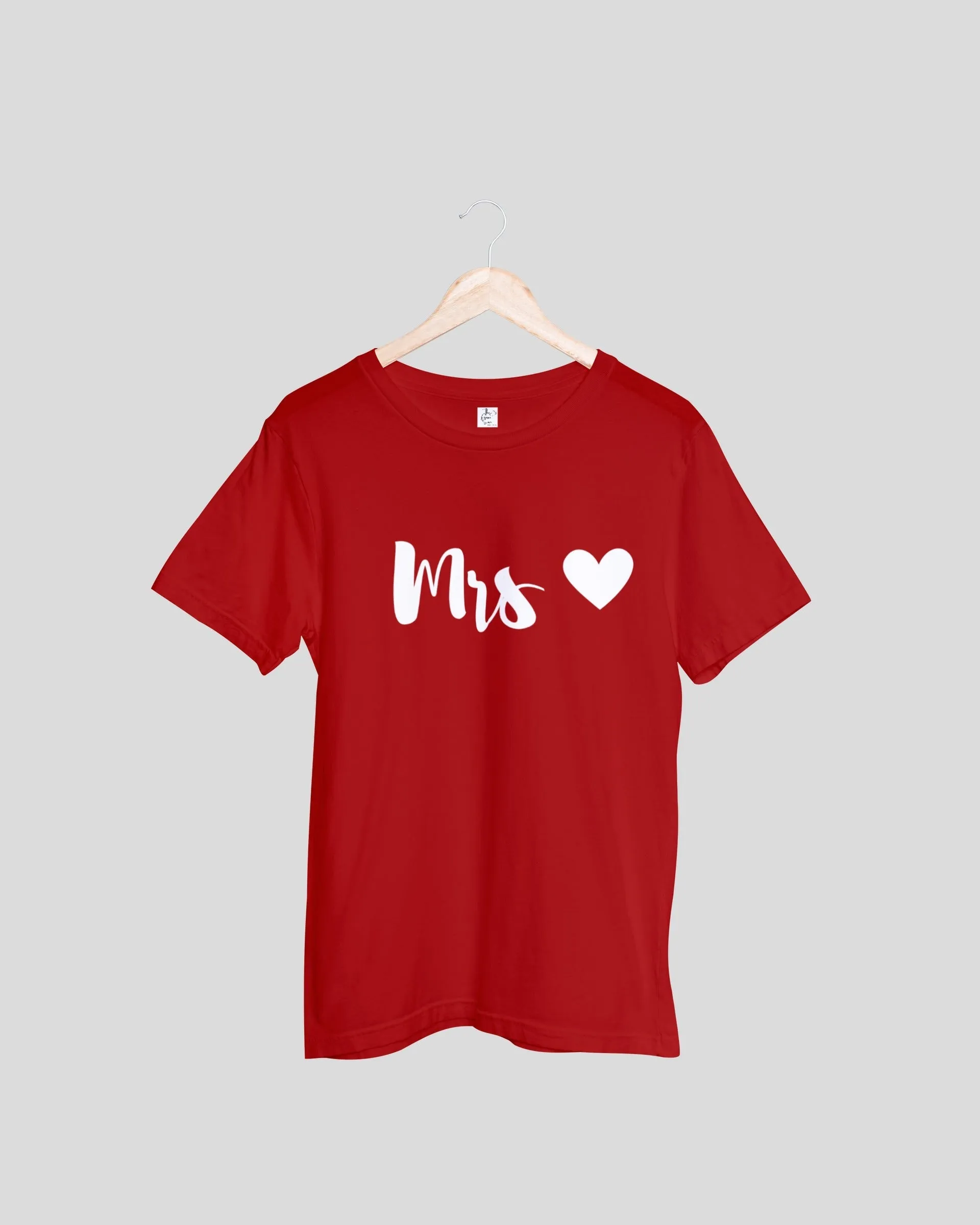 Mr and Mrs Couple T-shirts - Red Oversized Fit Unisex T-Shirt