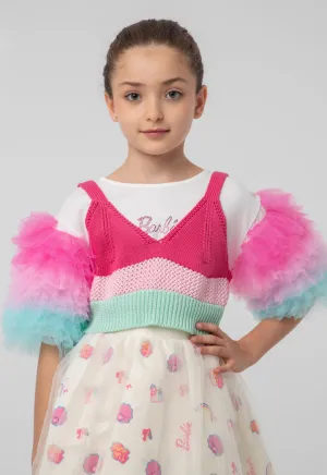 Multicolor Rib Knitted Sleeveless Cropped Top