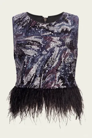 Murakami Top in Midnight Abstract Floral