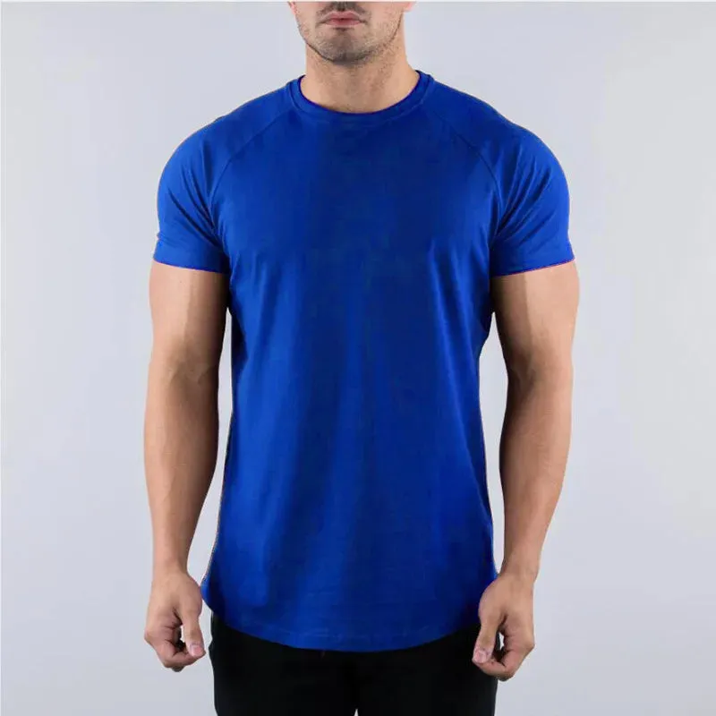 Muscle Fitness T-shirt Summer Men's Athleisure Workout short sleeve T-shirt