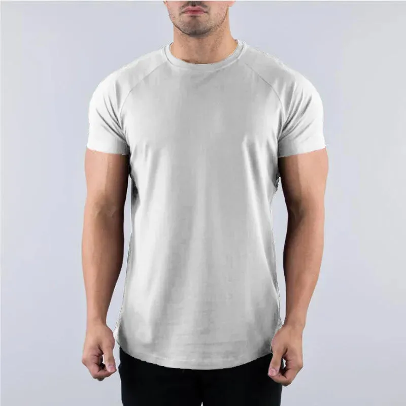 Muscle Fitness T-shirt Summer Men's Athleisure Workout short sleeve T-shirt