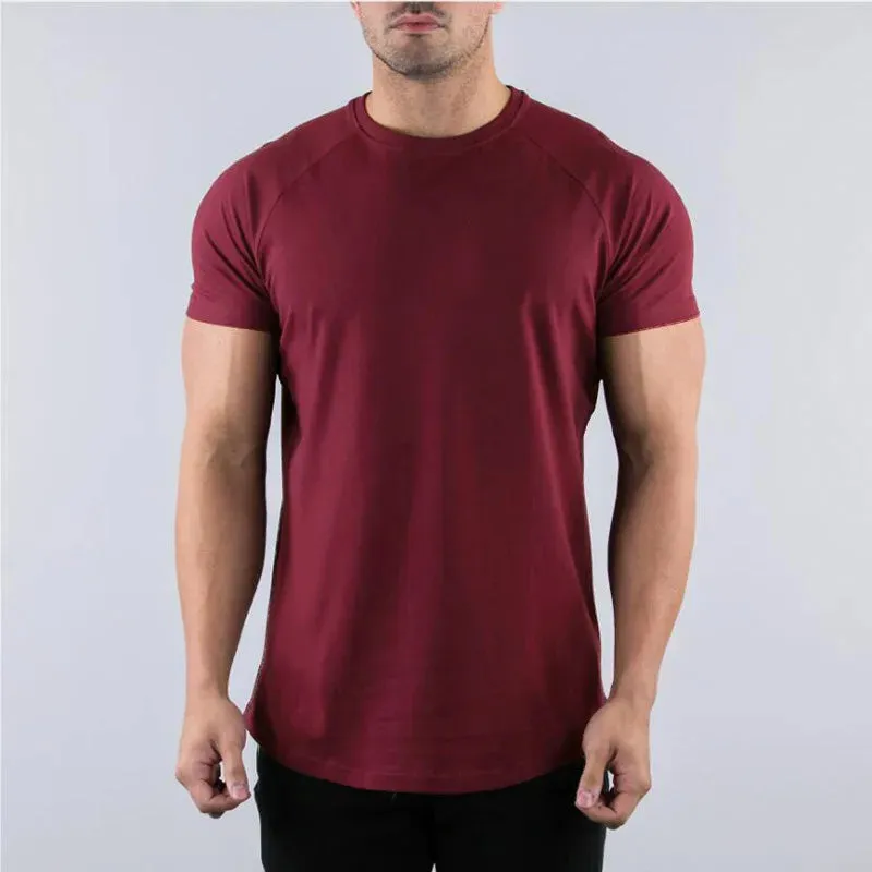 Muscle Fitness T-shirt Summer Men's Athleisure Workout short sleeve T-shirt