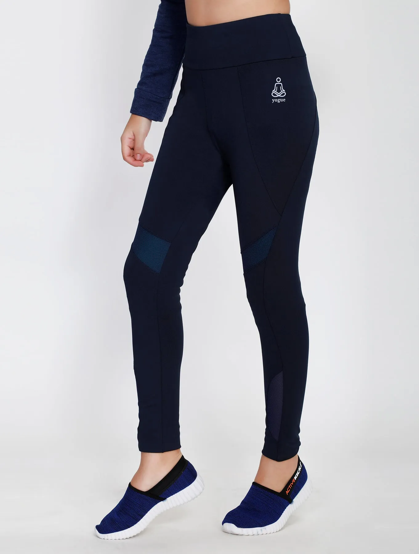 Navy Tights with Mesh Detail