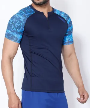 Navy Triangles Compression T-Shirt