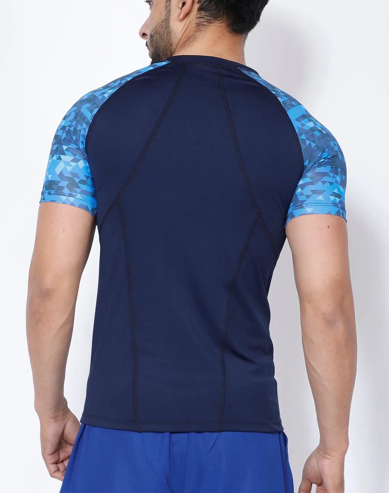 Navy Triangles Compression T-Shirt