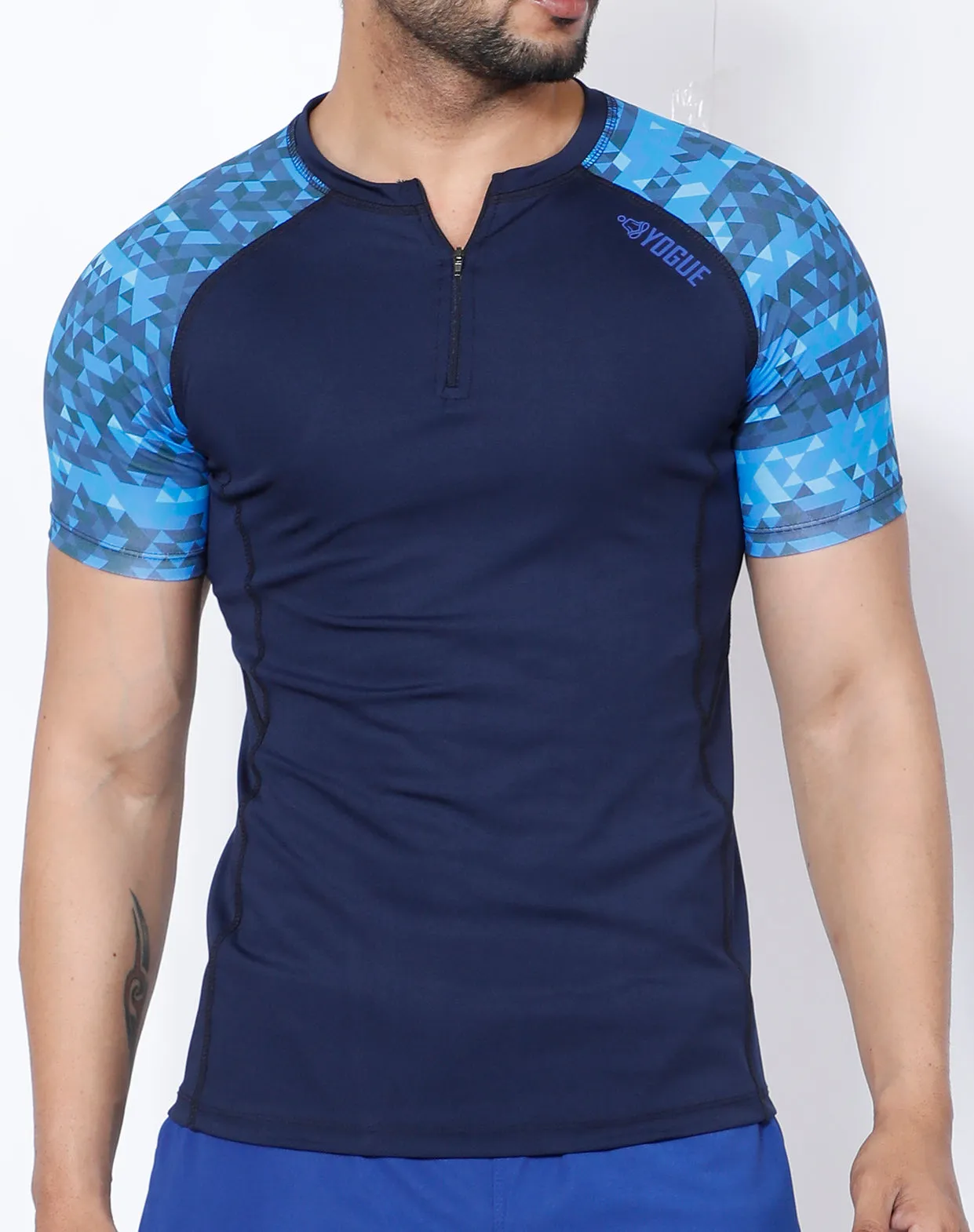 Navy Triangles Compression T-Shirt