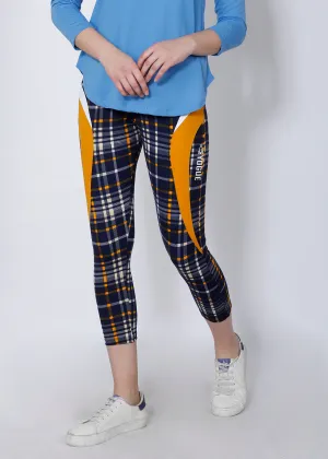 Navy Yellow Checked 7/8th tights