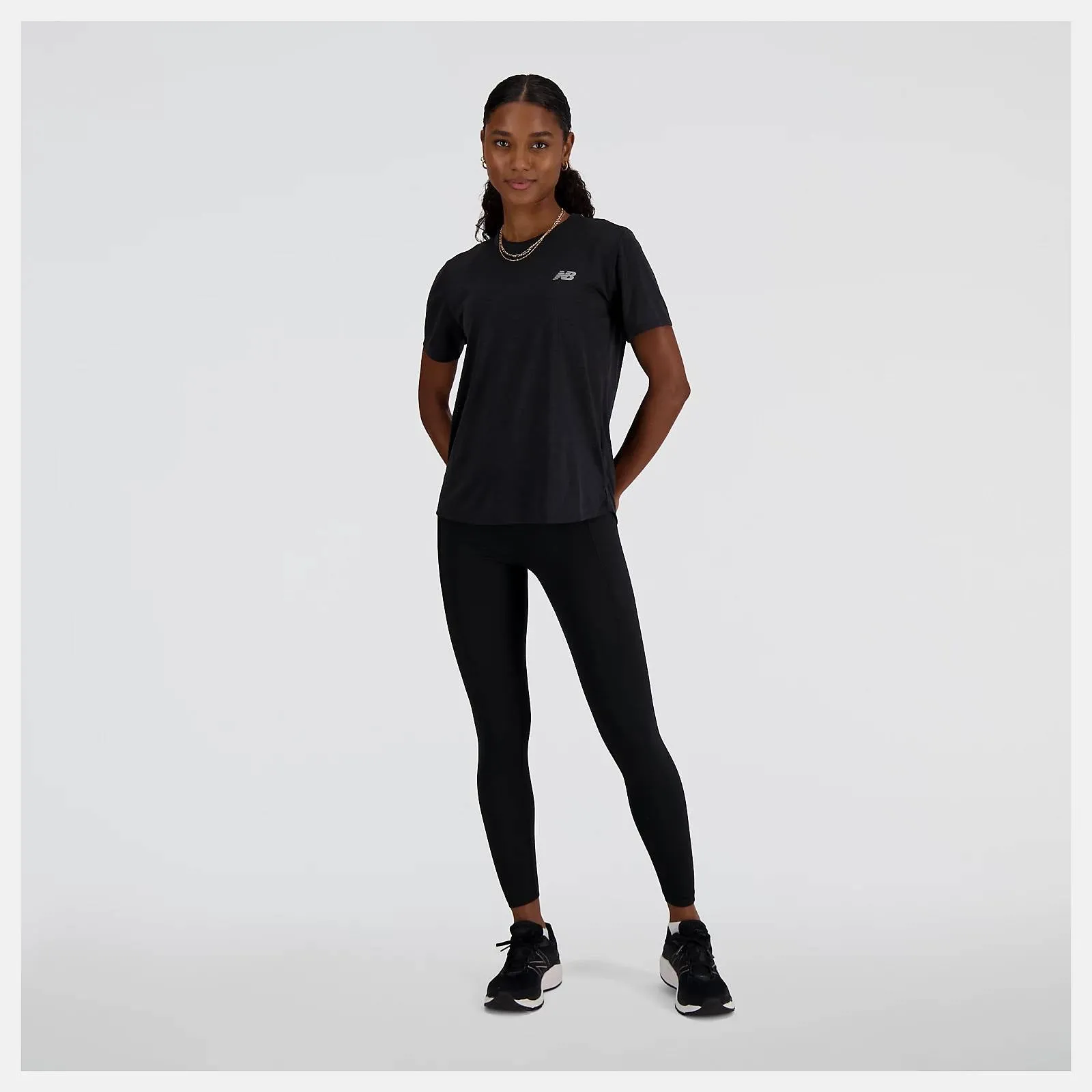 New Balance Athletic Tee (Womens) - Black/Heather