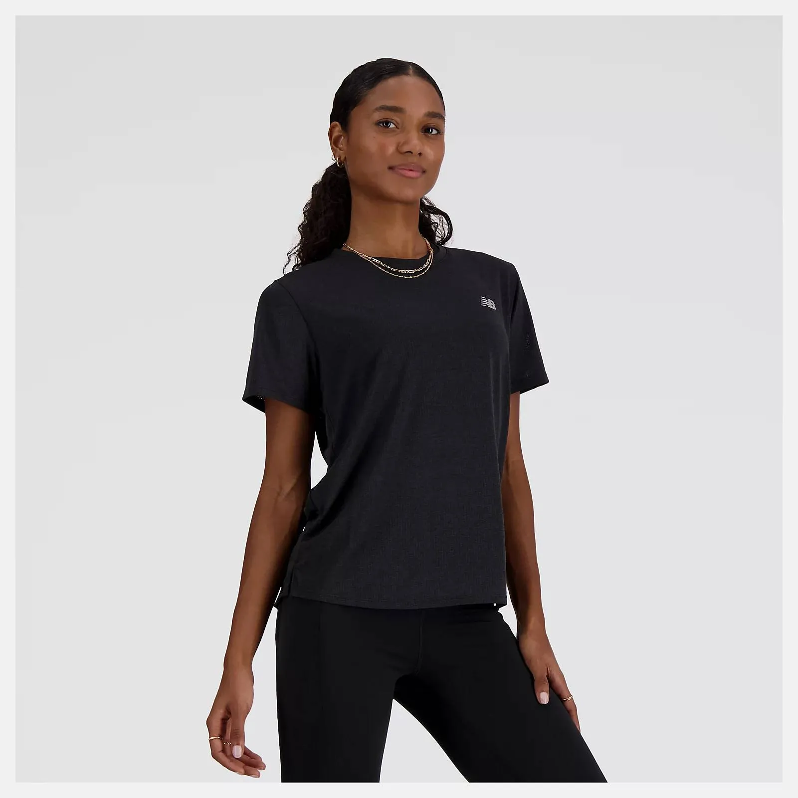 New Balance Athletic Tee (Womens) - Black/Heather