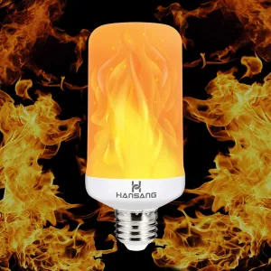 NEW Hansang LED Flame Effect Light Bulb, Flickering Fire Bulbs 4 Modes with Upside Down E26 Base, Creative Decorative Light, Simulated Vintage Flame Light for Halloween, Christmas, Party, Bar Decoration 1 Pack