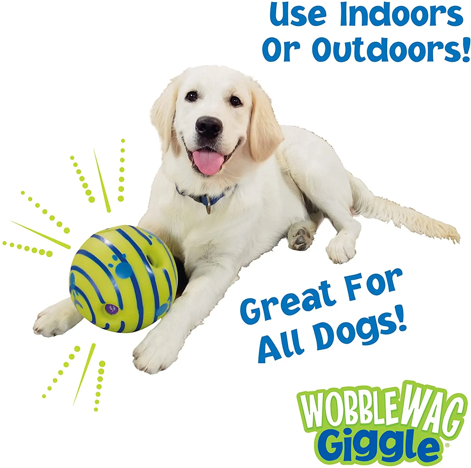 New in package! Wobble Wag Giggle Ball, Interactive Dog Toy, Fun Giggle Sounds When Rolled or Shaken, Pets Know Best, As Seen On TV