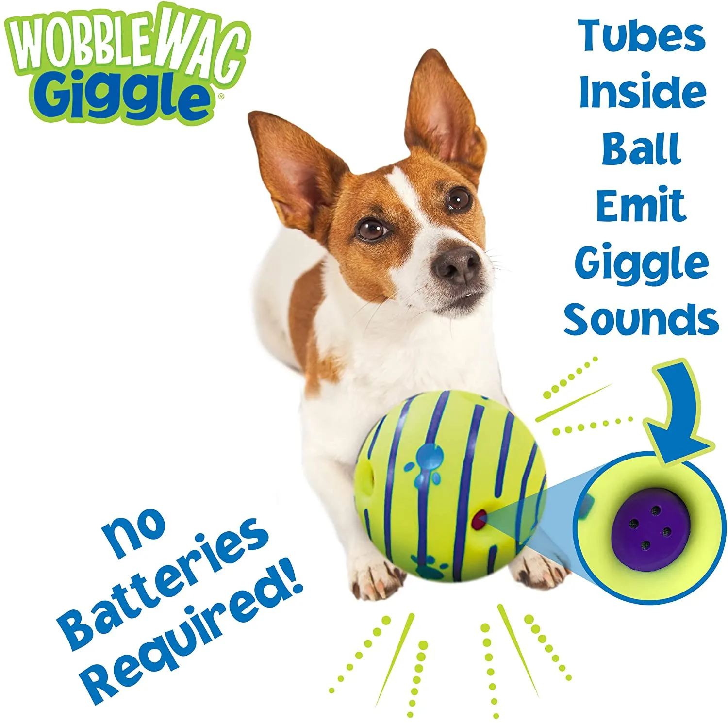 New in package! Wobble Wag Giggle Ball, Interactive Dog Toy, Fun Giggle Sounds When Rolled or Shaken, Pets Know Best, As Seen On TV