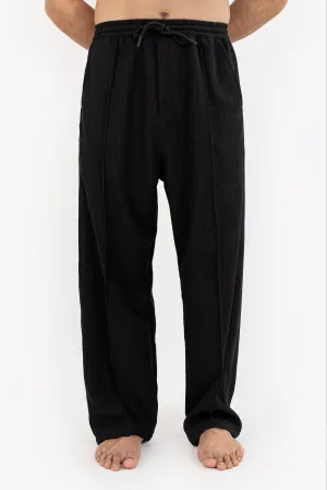 Noir Seersucker Trouser Pants