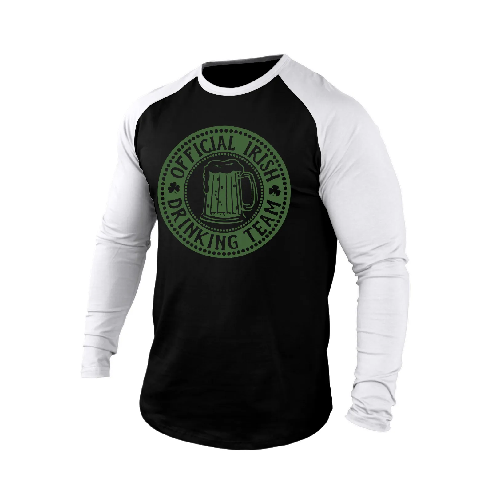 OFFICIAL IRISH DRINKING TEAM 100% COTTON RAGLAN GRAPHIC LONG SLEEVE T-SHIRT
