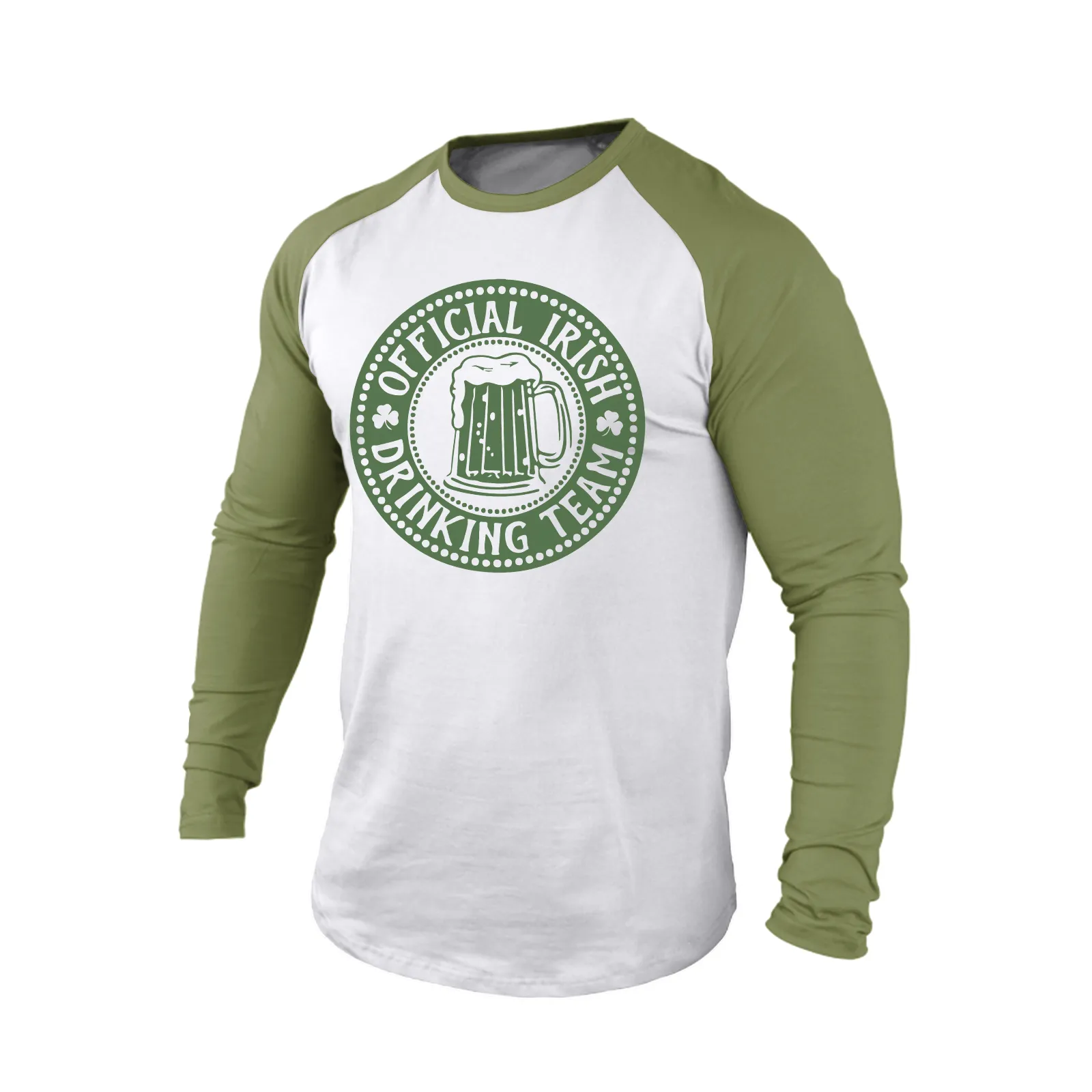 OFFICIAL IRISH DRINKING TEAM 100% COTTON RAGLAN GRAPHIC LONG SLEEVE T-SHIRT