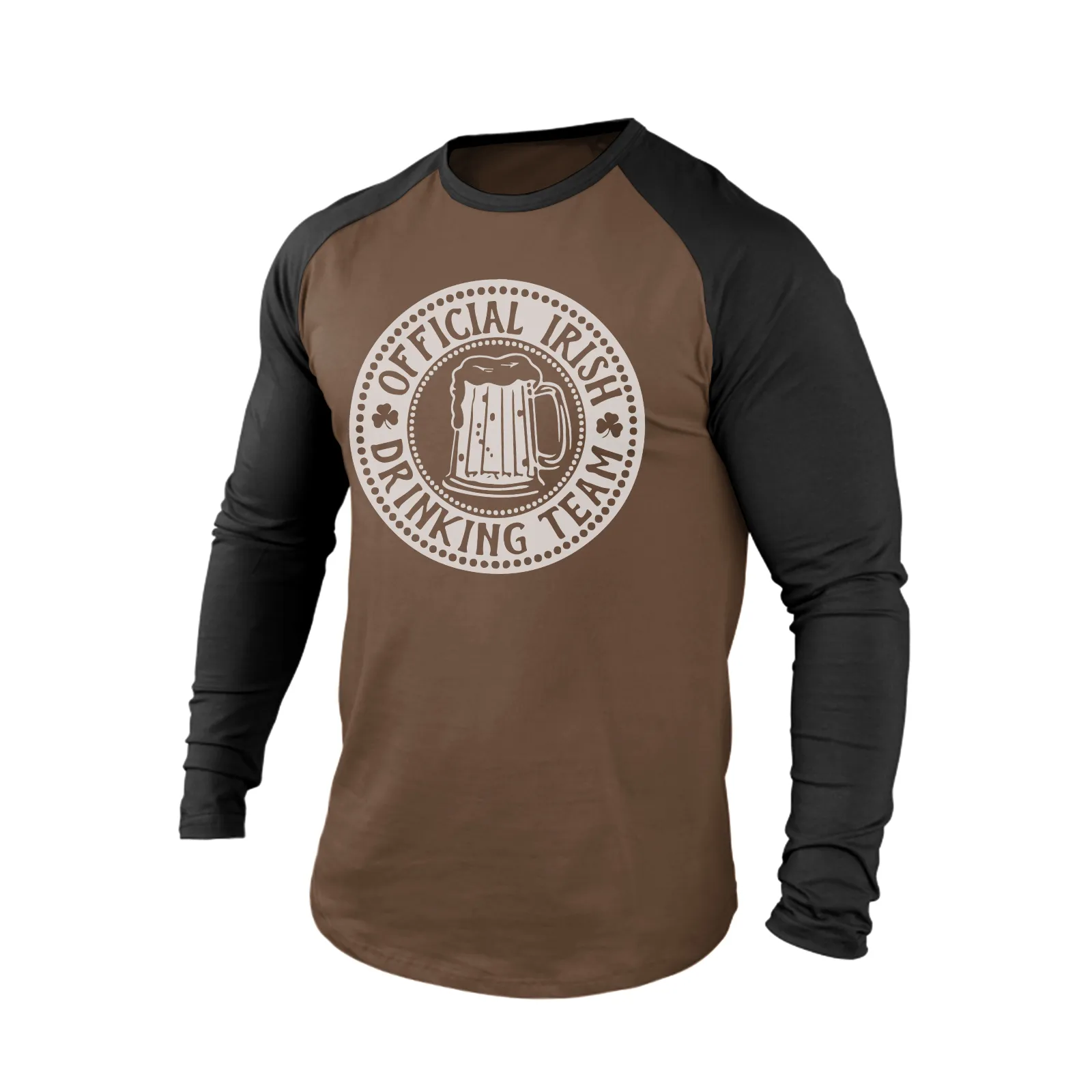 OFFICIAL IRISH DRINKING TEAM 100% COTTON RAGLAN GRAPHIC LONG SLEEVE T-SHIRT