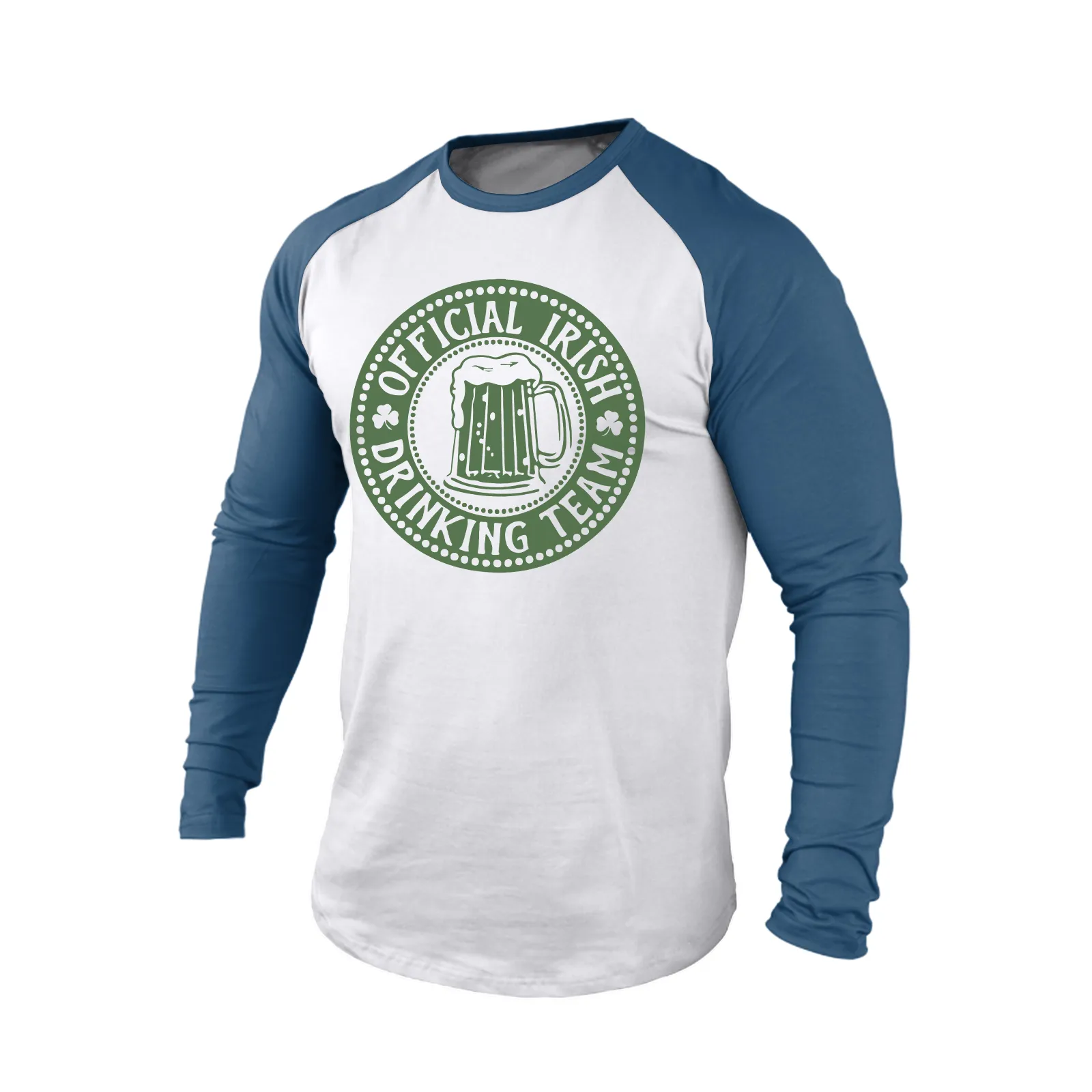 OFFICIAL IRISH DRINKING TEAM 100% COTTON RAGLAN GRAPHIC LONG SLEEVE T-SHIRT