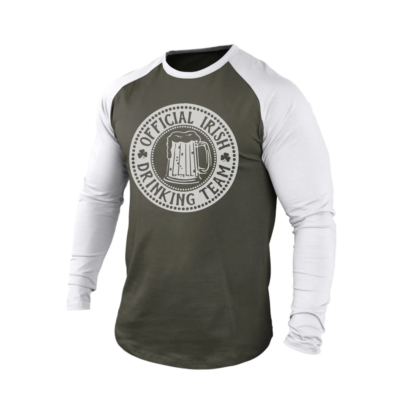 OFFICIAL IRISH DRINKING TEAM 100% COTTON RAGLAN GRAPHIC LONG SLEEVE T-SHIRT