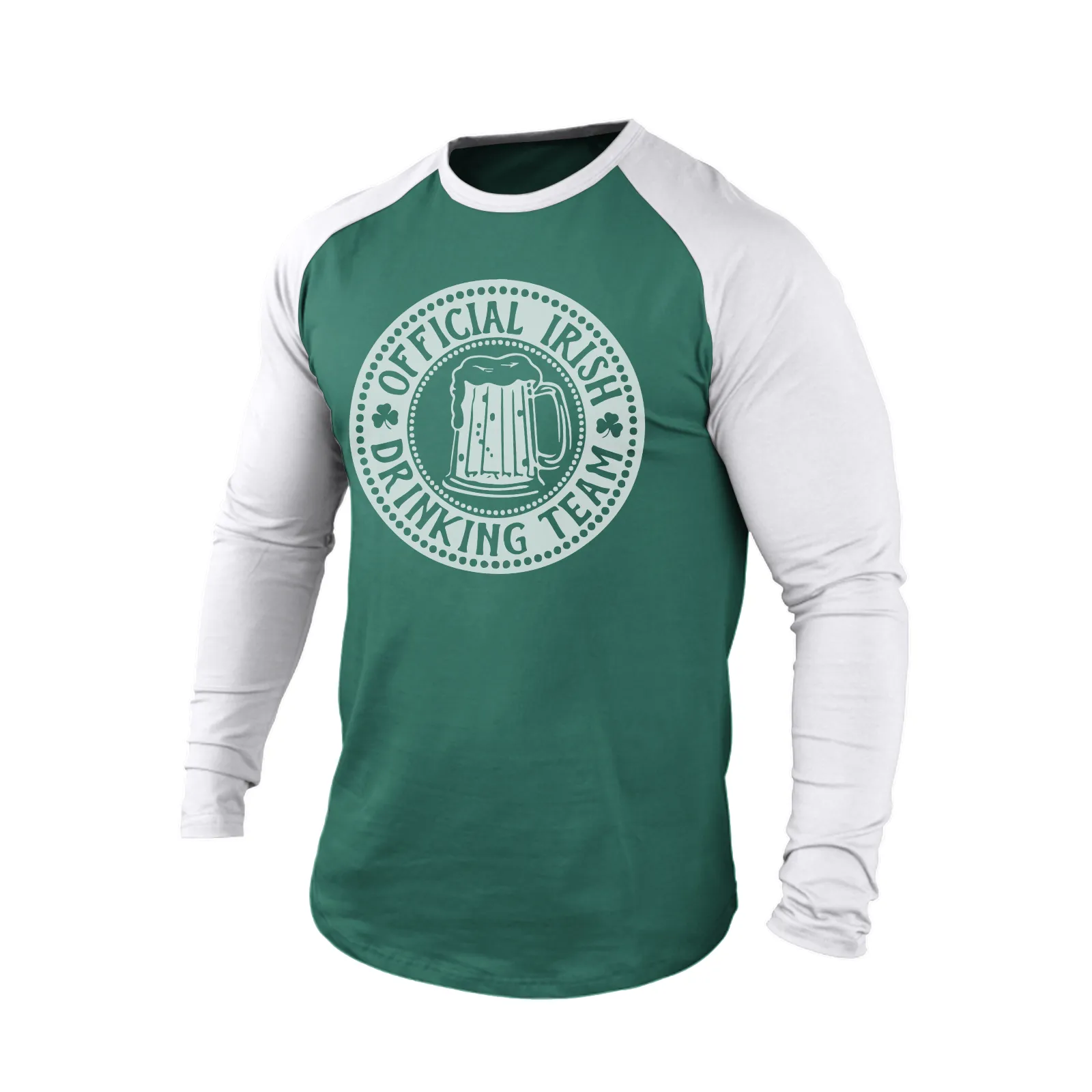 OFFICIAL IRISH DRINKING TEAM 100% COTTON RAGLAN GRAPHIC LONG SLEEVE T-SHIRT