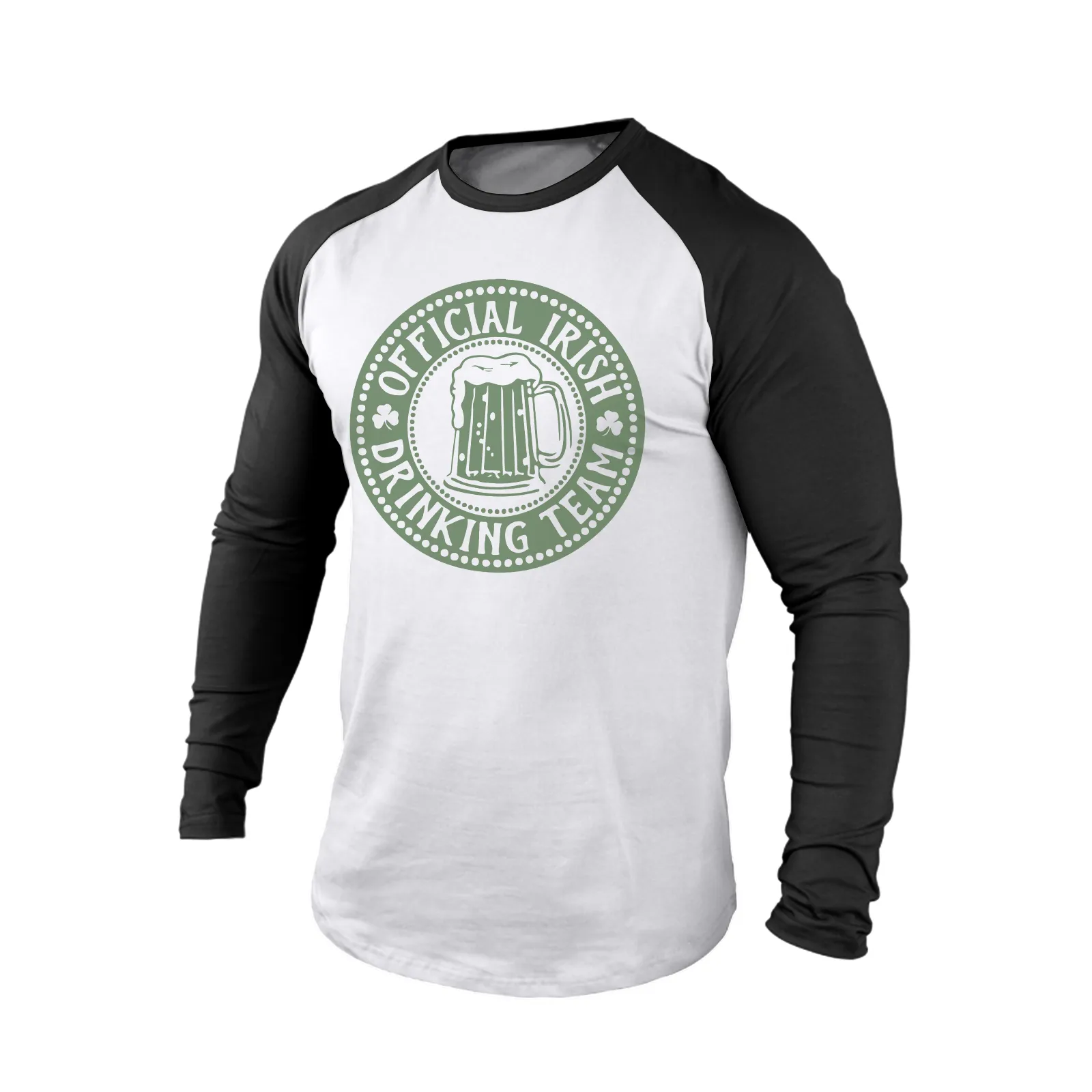 OFFICIAL IRISH DRINKING TEAM 100% COTTON RAGLAN GRAPHIC LONG SLEEVE T-SHIRT