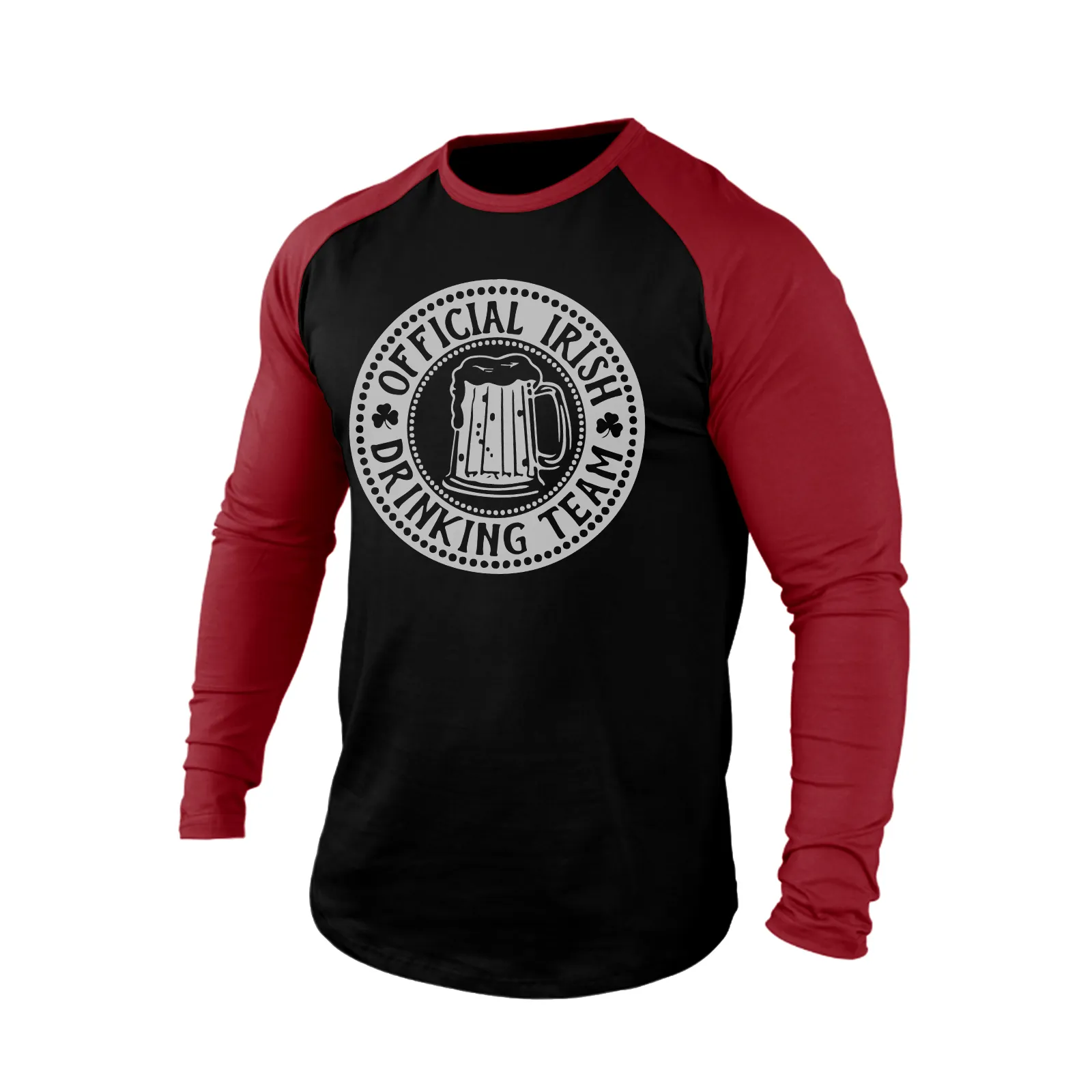 OFFICIAL IRISH DRINKING TEAM 100% COTTON RAGLAN GRAPHIC LONG SLEEVE T-SHIRT