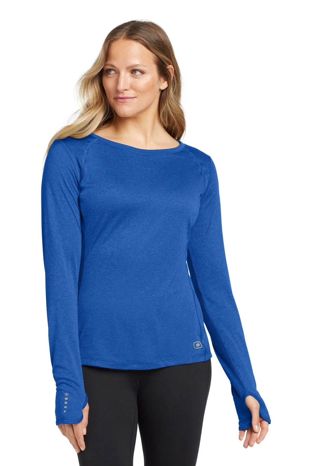 OGIO Women's Long Sleeve Pulse Crew. LOE321 Electric Blue