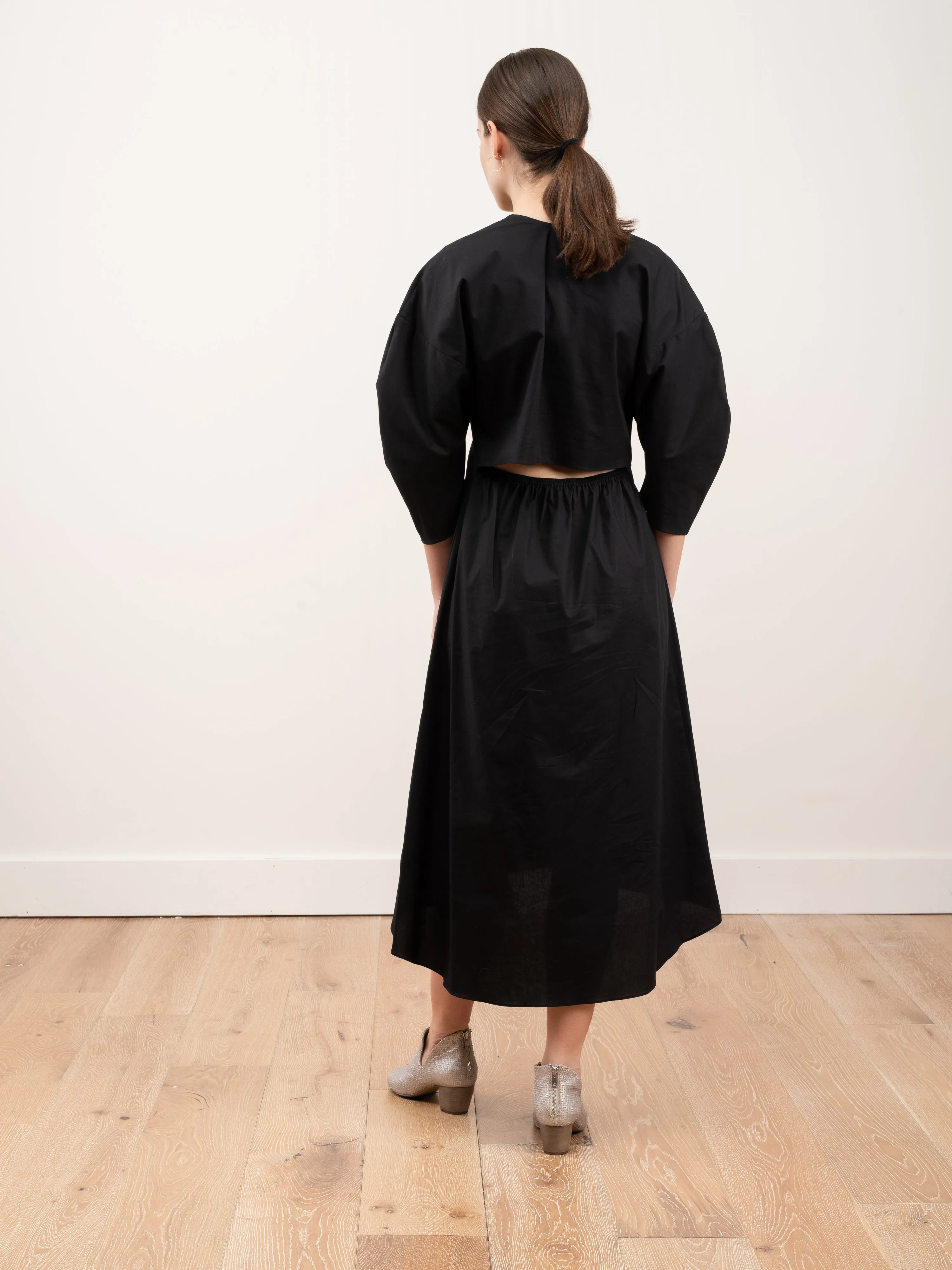 open back semi circle dress