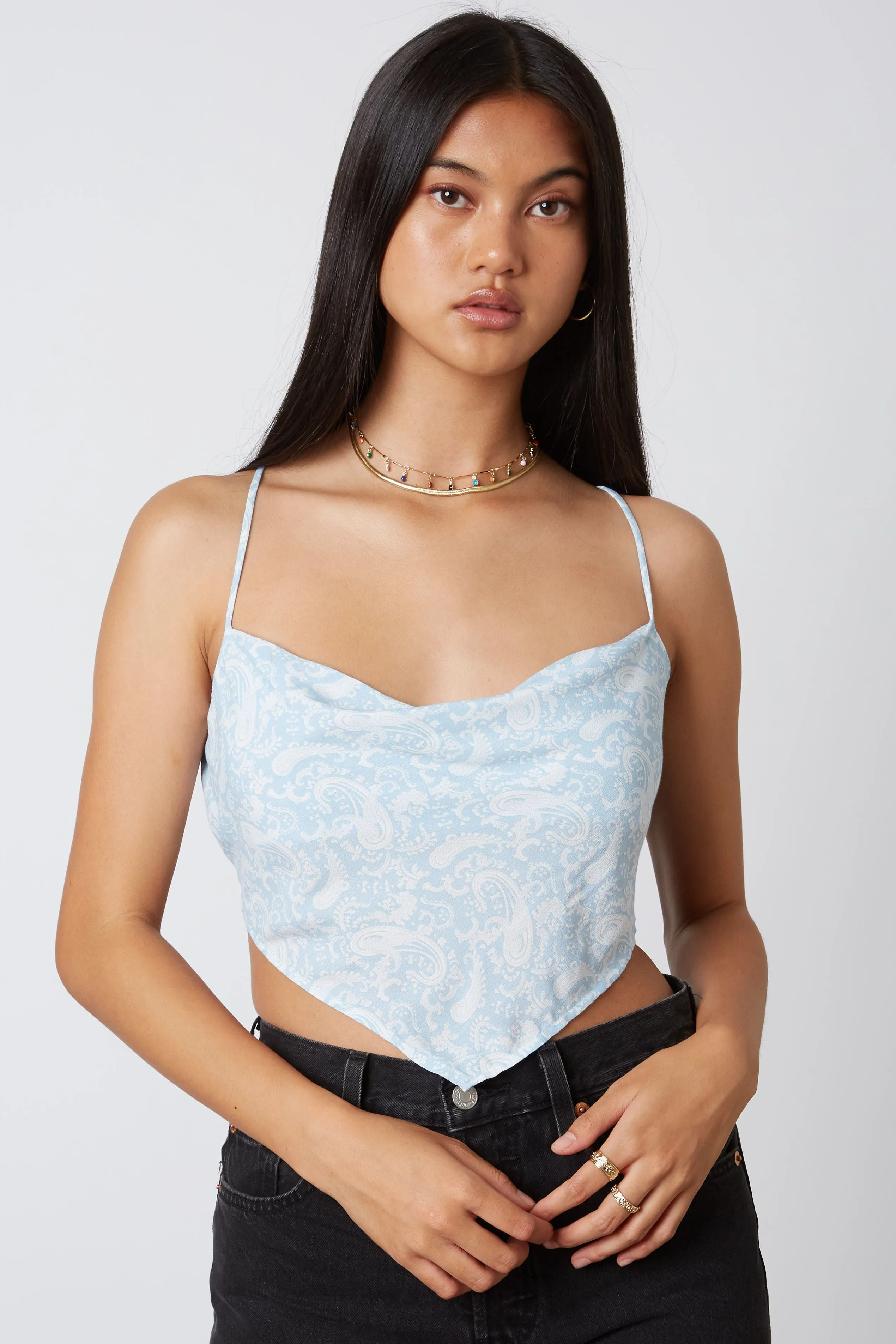 Paisley Tie Back Bandana Crop Top