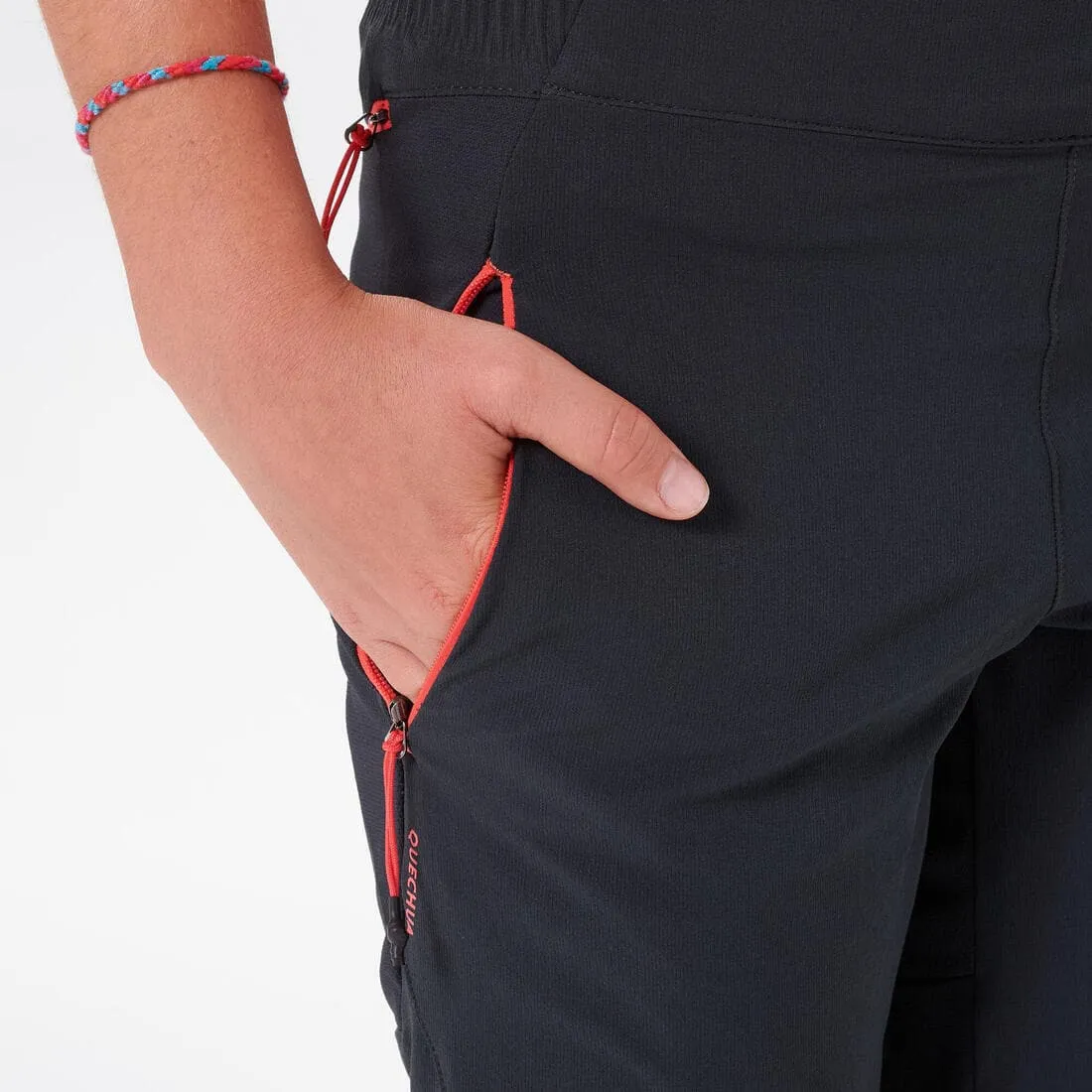 Pantalon de randonnée softshell enfant 7-15 ans, MH500 gris - noir