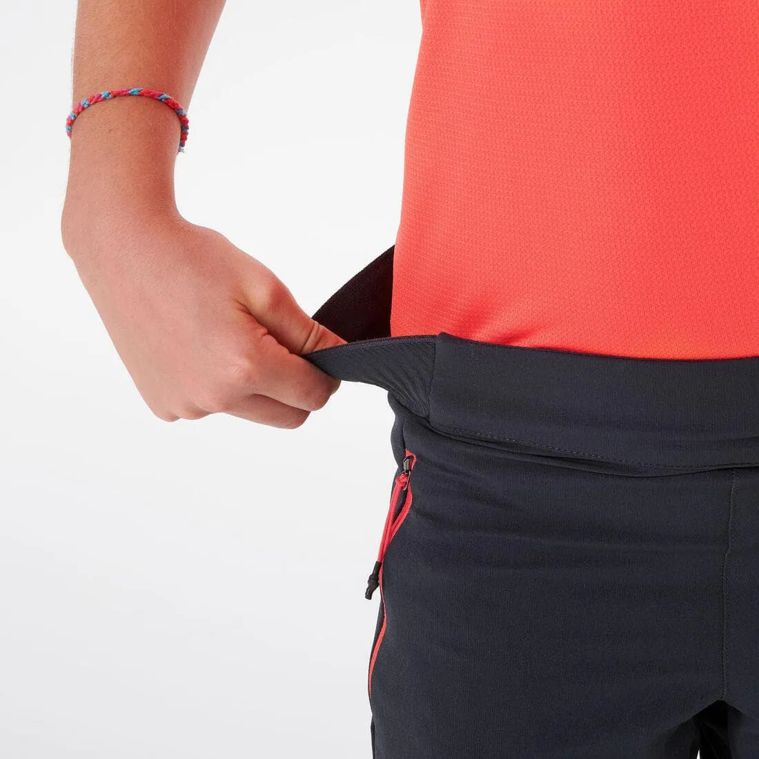 Pantalon de randonnée softshell enfant 7-15 ans, MH500 gris - noir