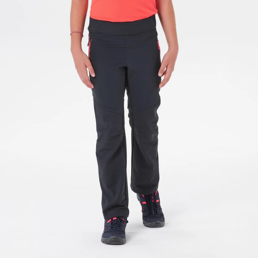 Pantalon de randonnée softshell enfant 7-15 ans, MH500 gris - noir