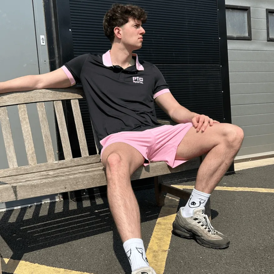 Performance Polo Shirt - Black/Pink