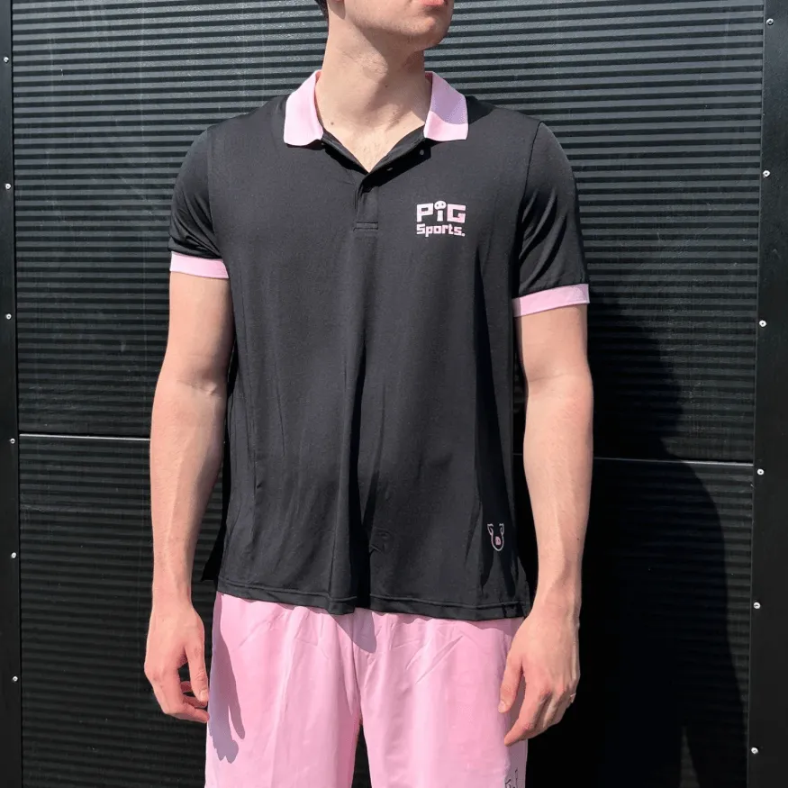 Performance Polo Shirt - Black/Pink