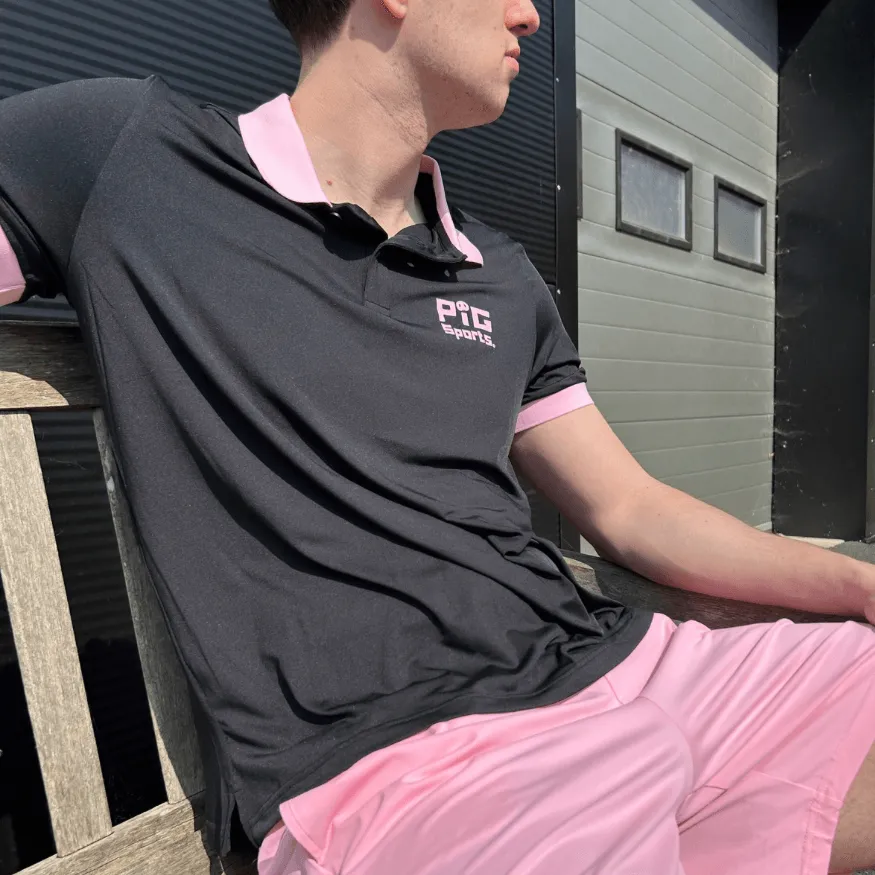 Performance Polo Shirt - Black/Pink